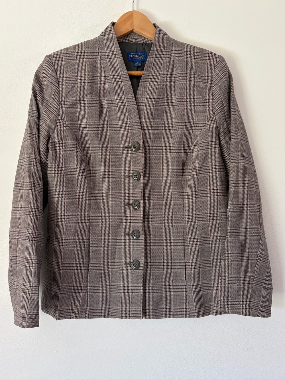 Pendleton Virgin Wool Glen Plaid Five-Button Blazer Jacket Size 10